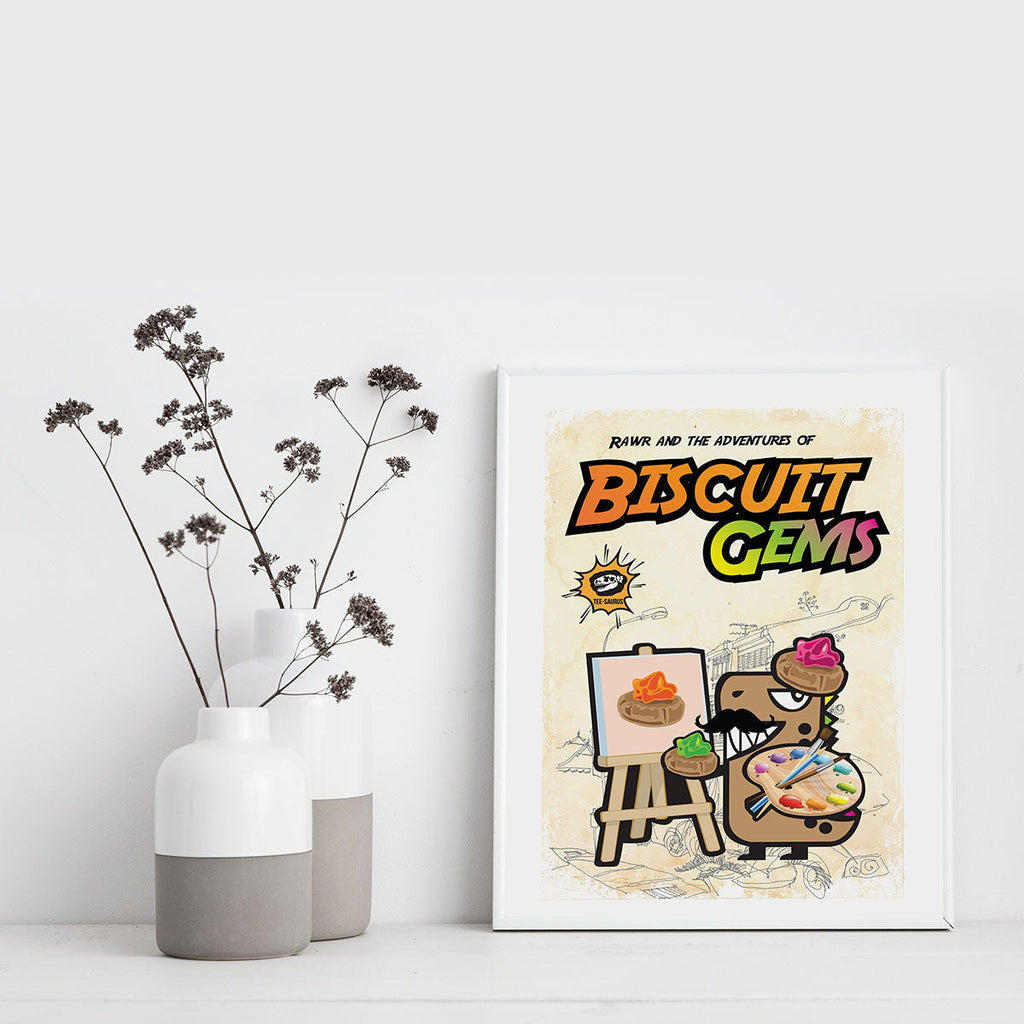 Art Prints - Rawr and the Biscuit Gem Poster Collection Tee-Saurus