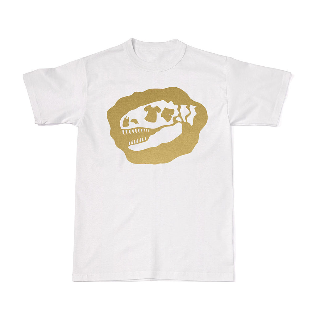 Signature Tee-Saurus Logo Tees - Chrome Gold T-shirt White Tee-Saurus