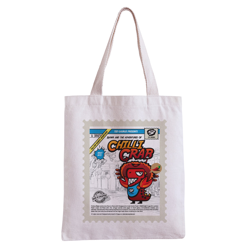 Tee-Saurus Happy Totes - Singapore Chilli Crab Tote Bag Tee-Saurus