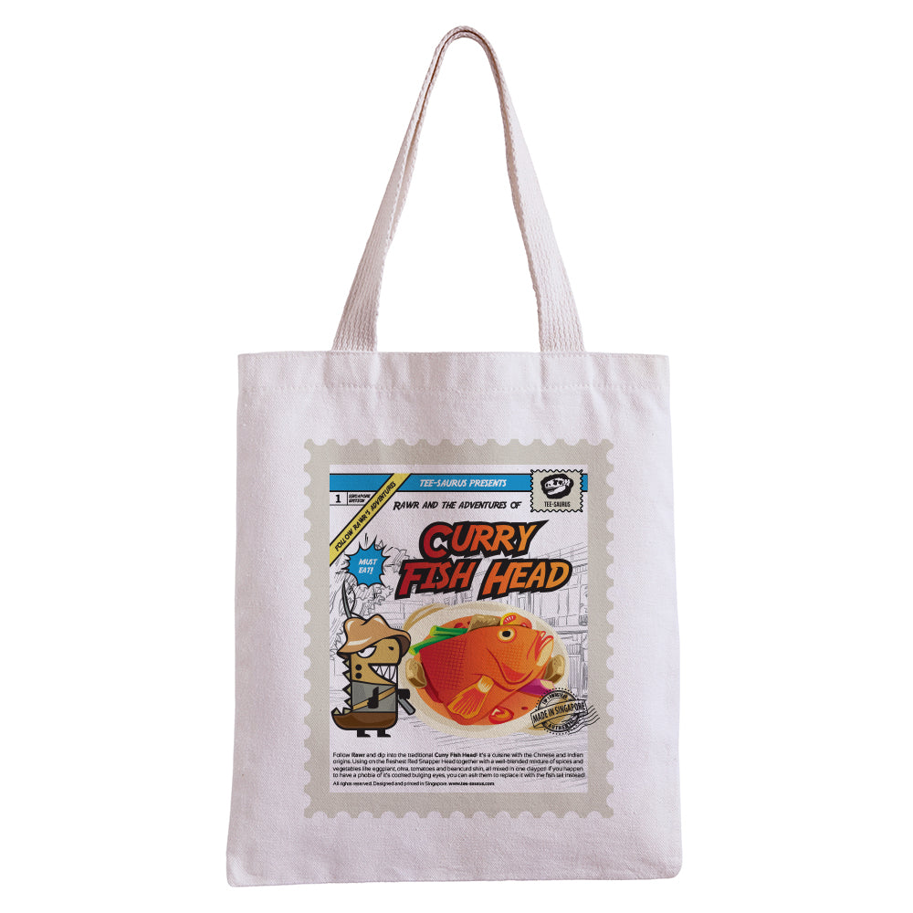 Tee-Saurus Happy Totes - Singapore Curry Fish Head Tote Bag Tee-Saurus
