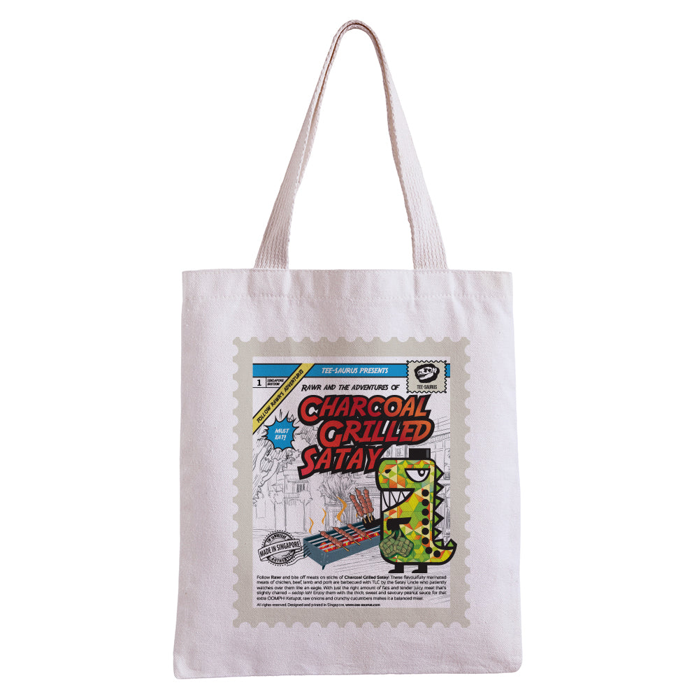 Tee-Saurus Happy Totes - Singapore Grilled Satay Tote Bag Tee-Saurus