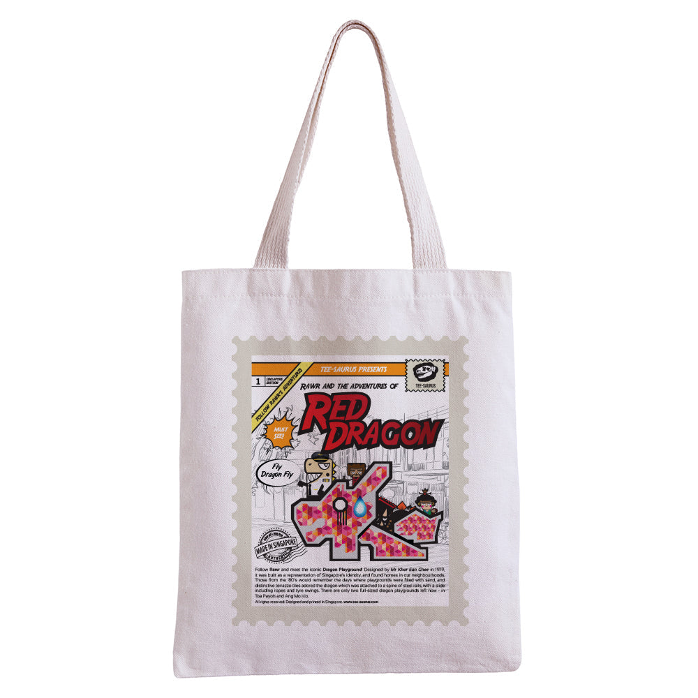 Tee-Saurus Happy Totes - Singapore Red Dragon Playground Tote Bag Tee-Saurus
