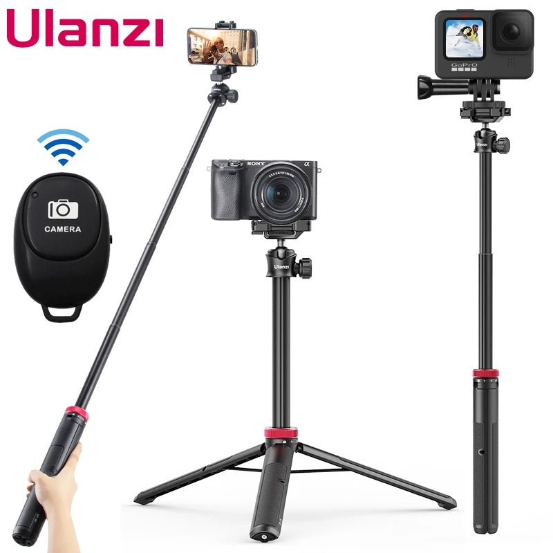 ULANZI MT-44 Extendable Tripod Selfie Stick Phone Holder Clip Vlog Mount for Smartphone / DSLR Camera Tee-Saurus