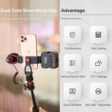 Ulanzi ST-10 Phone Clamp – Dual Cold Shoe Mount for Mic & Light