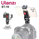 Ulanzi ST-10 Phone Clamp – Dual Cold Shoe Mount for Mic & Light