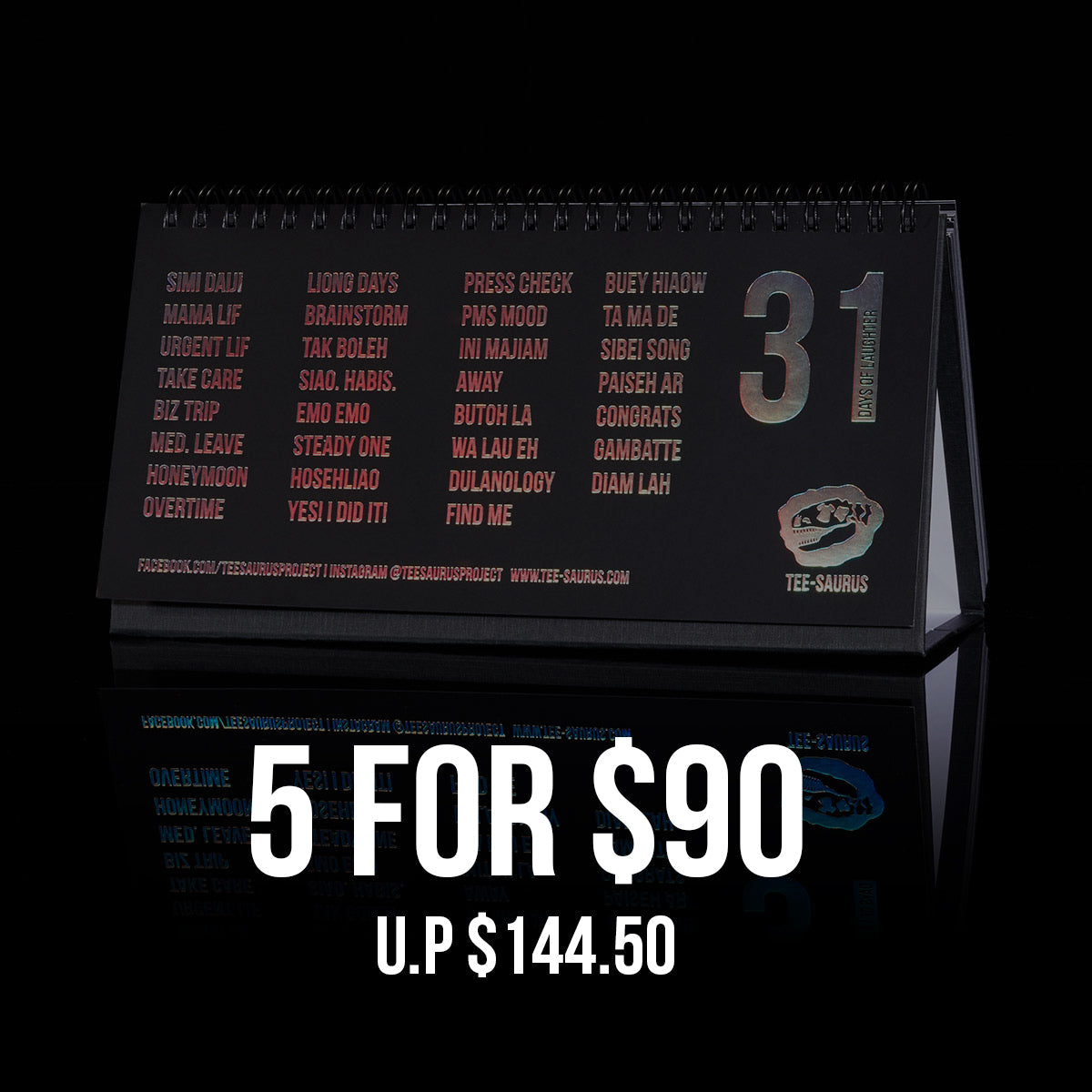 5 for $90 Bundle Pack - Limited Edition Ultrameh Office Buddy Designer Stationery Tee-Saurus