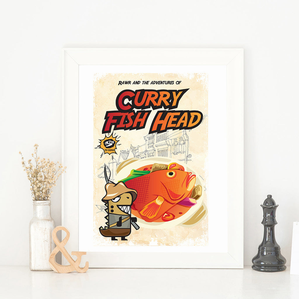 Art Prints - Rawr and the Curry Fish Head Poster Collection Tee-Saurus