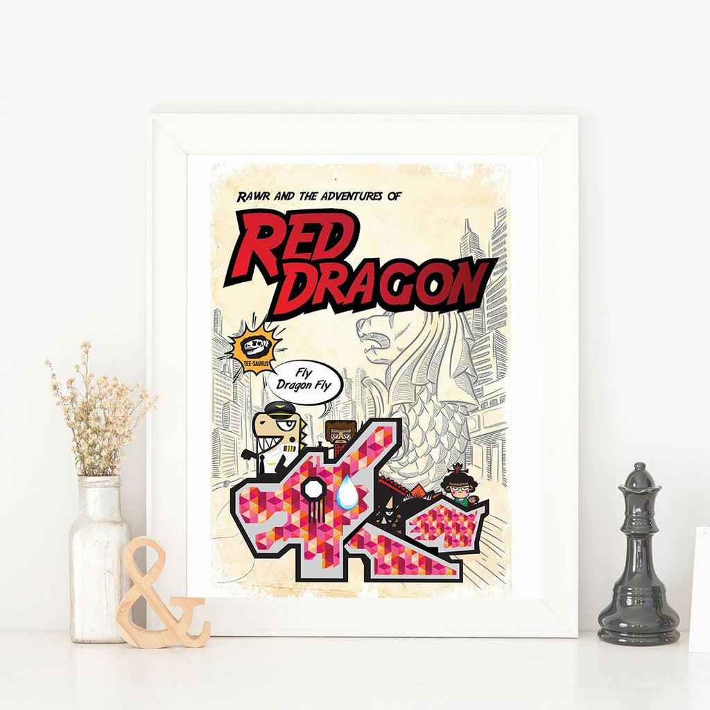 Art Prints - Rawr and the Red Dragon Playground Poster Collection Tee-Saurus