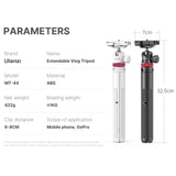 ULANZI MT-44 Extendable Tripod Selfie Stick Phone Holder Clip Vlog Mount for Smartphone / DSLR Camera Tee-Saurus