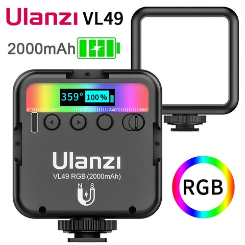 ULANZI VL49 Mini RGB LED Light - Rechargeable 2000mAh for Photography