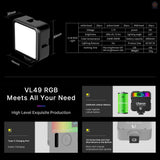ULANZI Mini LED Light VL49 RGB 2000mAh Rechargeable Portable Light Tee-Saurus