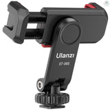 ULANZI ST-06S Phone Holder Clip 360 Dual Cold Shoe Vlog Mount for Mobile Smartphones Tee-Saurus
