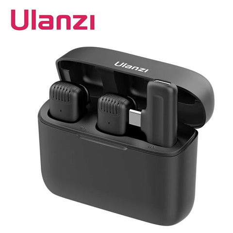 Ulanzi J12 Wireless Microphone System with 1 Receiver & 2 Microphones 20M Transmission Range Built-in Battery with Charging Case